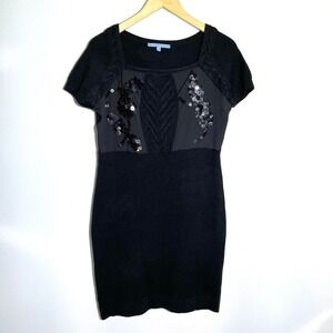 Antonio Melani Sweater‎ Dress Sequin Embellished Wool Knit Black Size M